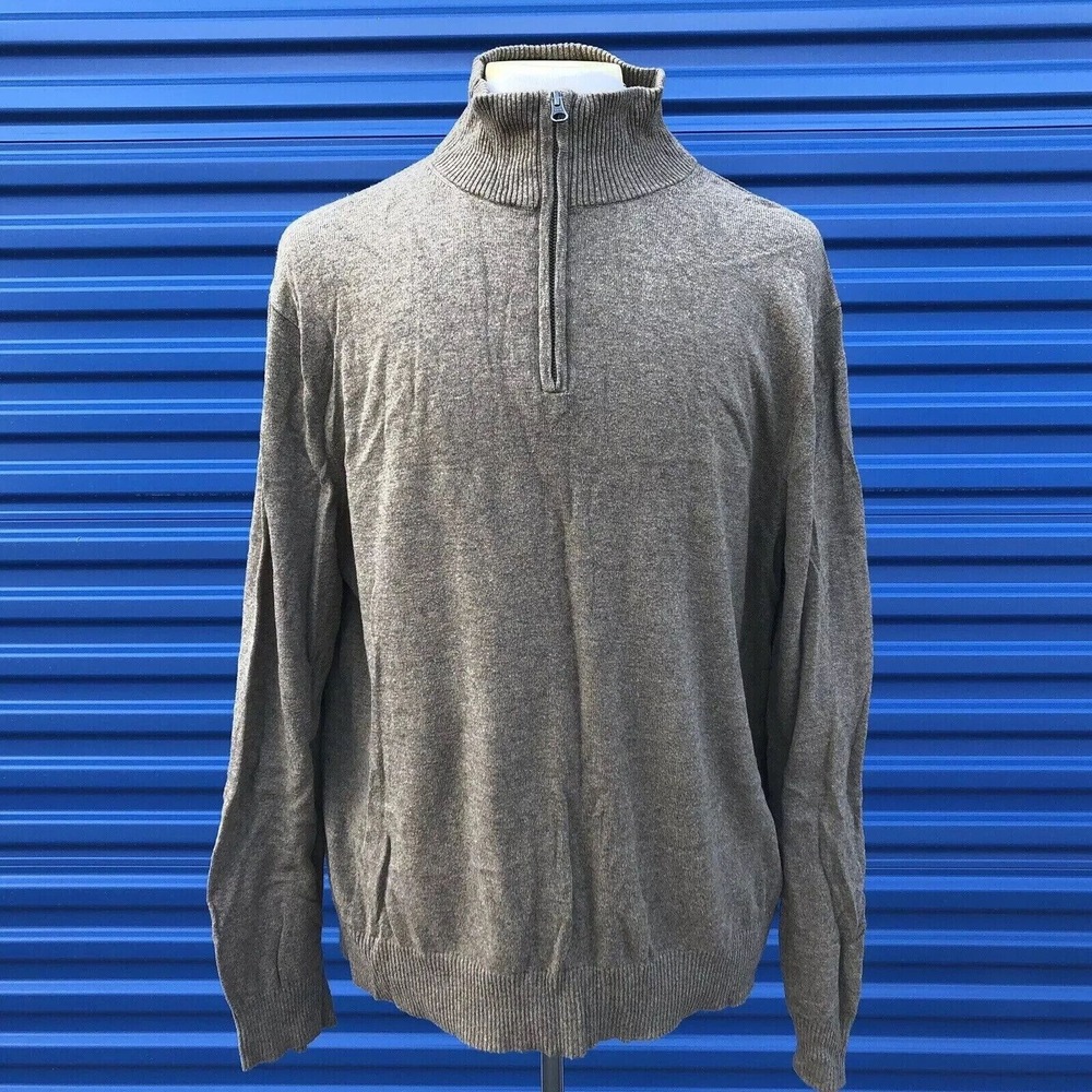 J Crew 1/2 Zip Beige Pullover Sweater Shirt Men's Size XL Mock Neck Wool‎ Blend